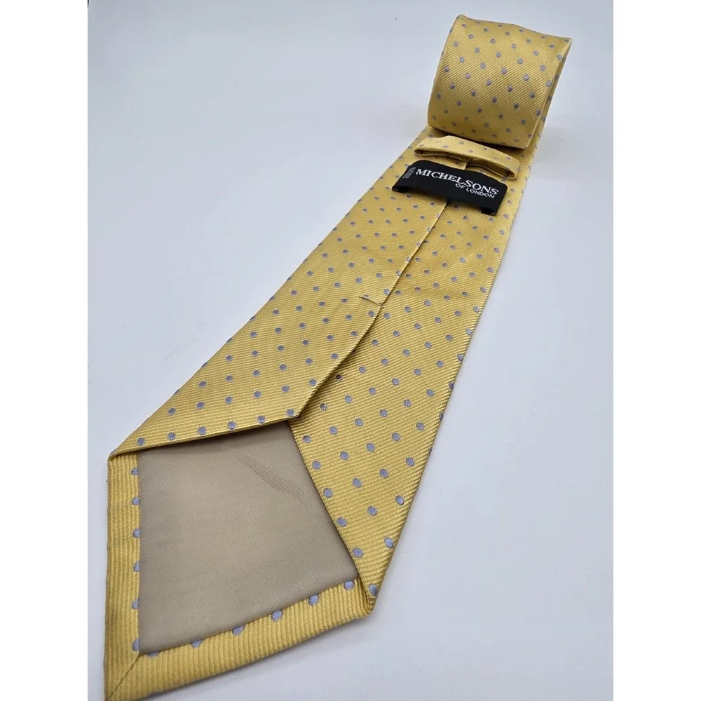 Michelsons of London Gold Blue Geometric Men's 100% Silk Tie 58